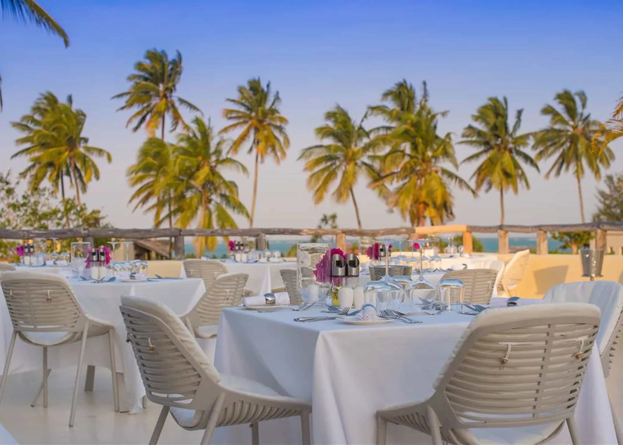 The Residence Zanzibar beach — incentive-scale all-white gala